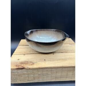 Peter Pots Pottery Stoneware Double Spouted Vegetable Bowl - Blue And Brown